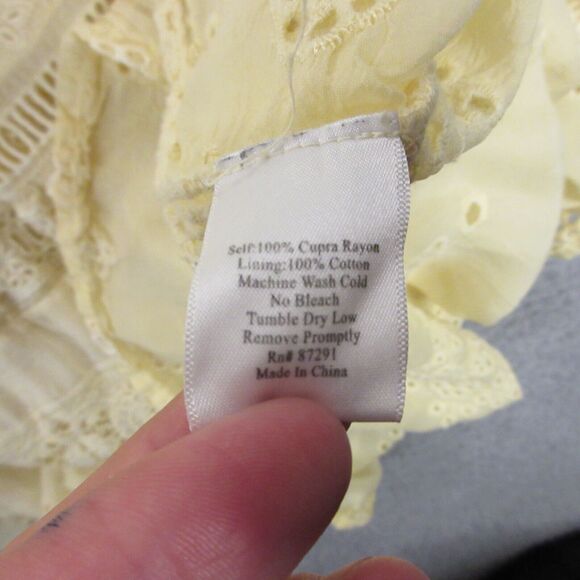 Johnny Was Eyelet Embroidered Tunic Top Dress size L Sheer Fairy Whimsy Boho - Picture 3 of 7